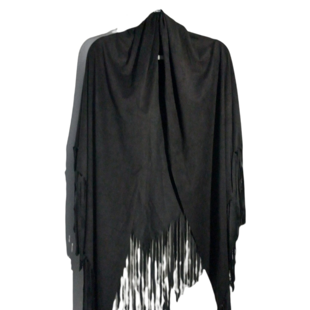 Jeff Gallano Chic Black Fringe Cape